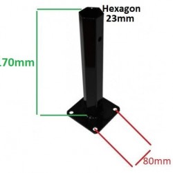 Диференциална полуоска за мотокултиватор с квадратна основа (h 170mm - шестоъгълна 23mm)