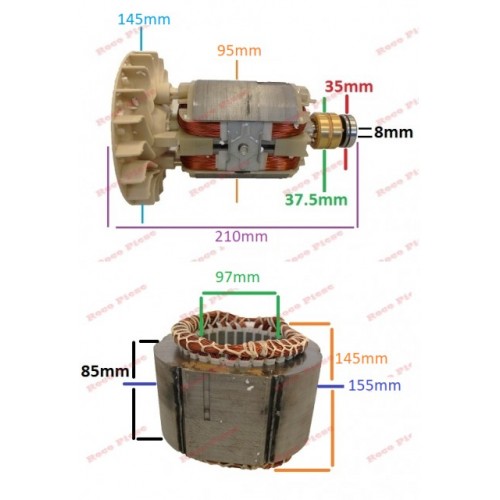 Статор и ротор за генератор 2 - 5 kw (Gx 160, 168F и тн) Мед (трифазна)