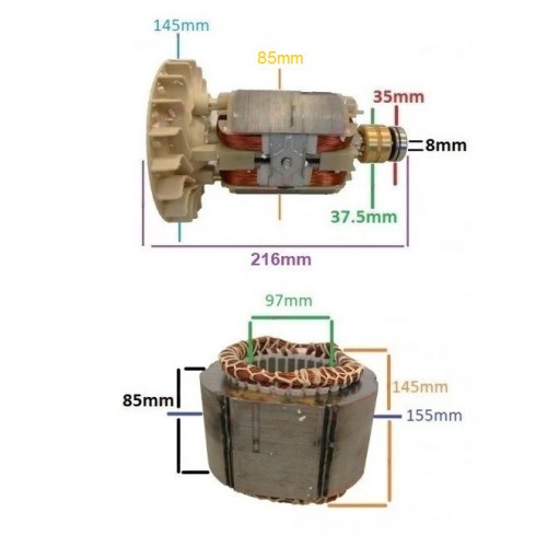 Ротор за генератор 2 - 5 kw (Gx 160, 168F и тн) Мед (еднофазна)